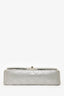 Pre-Loved Chanel™ 2011-12 Silver Metallic Fabric Small Classic Double Flap Bag
