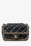 Pre-Loved Chanel™ Black Lambskin Pearl Chain Around Square Flap Bag