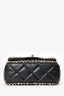 Pre-Loved Chanel™ Black Lambskin Pearl Chain Around Square Flap Bag