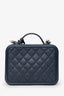 Pre-Loved Chanel™ 2018 Navy Caviar Medium Filigree Vanity Case Bag