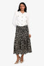 Ba&sh Black/White Patterned Tiered Midi Skirt Size 34