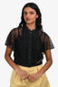 Sandro Black Lace Short Sleeve Cropped Shirt Size 3