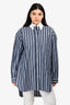 Sandro Grey/Blue Stripped Button Up Long Sleeve Shirt Dress Size 3