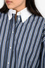 Sandro Grey/Blue Stripped Button Up Long Sleeve Shirt Dress Size 3