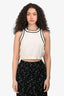 Max Mara White/Black Logo Printed Tank Top Size XL