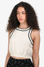 Max Mara White/Black Logo Printed Tank Top Size XL
