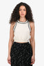Max Mara White/Black Logo Printed Tank Top Size XL