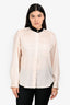 Sandro Cream/Black Velvet Collared Polka Dot Long Sleeve Button Up Shirt Size 3