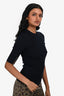 A.L.C Navy Wool Ribbed Knit Short Sleeve Top Size XS
