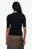 A.L.C Navy Wool Ribbed Knit Short Sleeve Top Size XS