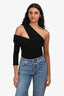 Alexander McQueen 2023 Black Draped Detailed Sleeveless Asymmetrical One Shoulder Bodysuit Size 38