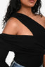 Alexander McQueen 2023 Black Draped Detailed Sleeveless Asymmetrical One Shoulder Bodysuit Size 38