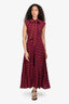 Wales Bonner Burgundy/Yellow Sleeveless Tie Midi Dress Size 38