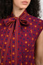 Wales Bonner Burgundy/Yellow Sleeveless Tie Midi Dress Size 38