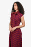 Wales Bonner Burgundy/Yellow Sleeveless Tie Midi Dress Size 38