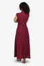 Wales Bonner Burgundy/Yellow Sleeveless Tie Midi Dress Size 38