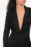 Helmut Lang Black Draped Off The Shoulder Midi Dress Size S