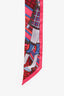 Hermès Pink/Blue Silk Graphic Print Twilly