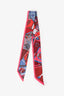 Hermès Pink/Blue Silk Graphic Print Twilly
