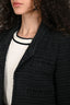 Pre-Loved Chanel™ 2014 Black Cotton Blend Tweed CC Logo Embellished Button Evening Jacket Size 36