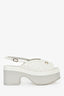 Pre-Loved Chanel™ White Leather Quilted CC Platform Sandals Size 36