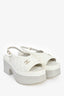 Pre-Loved Chanel™ White Leather Quilted CC Platform Sandals Size 36