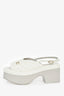 Pre-Loved Chanel™ White Leather Quilted CC Platform Sandals Size 36