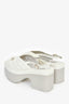 Pre-Loved Chanel™ White Leather Quilted CC Platform Sandals Size 36