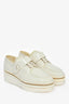 Pre-Loved Chanel™ White Patent Leather CC Gold Chain Platform Loafers Size 36.5