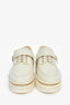 Pre-Loved Chanel™ White Patent Leather CC Gold Chain Platform Loafers Size 36.5