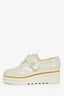 Pre-Loved Chanel™ White Patent Leather CC Gold Chain Platform Loafers Size 36.5