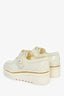Pre-Loved Chanel™ White Patent Leather CC Gold Chain Platform Loafers Size 36.5