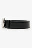 Prada Black Leather Logo Plaque Buckle Belt Size 95