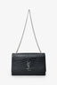 Saint Laurent Black Embossed Leather Large Kate Flap Bag