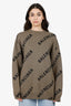 Balenciaga Olive Logo All Over Knit Sweater Size M