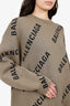 Balenciaga Olive Logo All Over Knit Sweater Size M