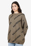 Balenciaga Olive Logo All Over Knit Sweater Size M