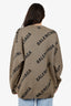 Balenciaga Olive Logo All Over Knit Sweater Size M