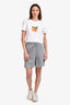 Celine Heathered Grey Cotton/Cashmere Triomphe Logo Sweat Shorts Size XS