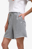 Celine Heathered Grey Cotton/Cashmere Triomphe Logo Sweat Shorts Size XS