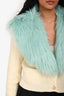 Gucci Cream Wool/Cashmere Cardigan With Detachable Blue Faux Fur Trim Size S