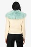 Gucci Cream Wool/Cashmere Cardigan With Detachable Blue Faux Fur Trim Size S