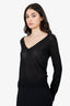 Louis Vuitton Black Cashmere/Cotton Long Sleeve V-neck Knit Top Size M