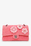 Pre-Loved Chanel™ 2016 Pink Tweed Flower Classic Double Medium Flap Bag