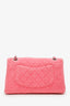 Pre-Loved Chanel™ 2016 Pink Tweed Flower Classic Double Medium Flap Bag