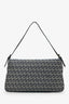 Fendi Navy Zucchino FF Double Flap Baguette Shoulder Bag