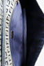 Fendi Navy Zucchino FF Leather Trimmed Baguette Shoulder Bag