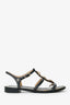 Pre-Loved Chanel™ 2015  Black Leather Star Embellished Strappy Sandals Size 37