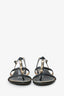 Pre-Loved Chanel™ 2015  Black Leather Star Embellished Strappy Sandals Size 37