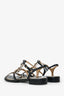 Pre-Loved Chanel™ 2015  Black Leather Star Embellished Strappy Sandals Size 37